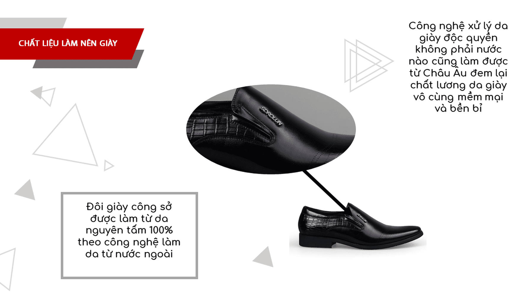 Giày lười sdrolun nhập khẩu đen ánh quang 2018; Mã số GL30095170D5